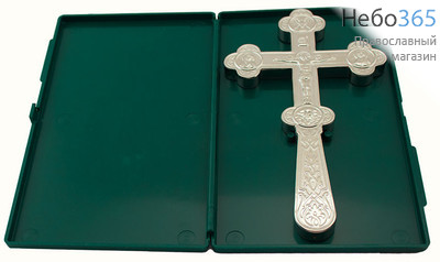  Крест водосвятный . Латунь, никелирование, выс. 21,5 см, в пластиковой коробке. 3380044, фото 1 