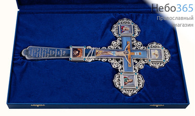  Крест напрестольный латунный № 13, с посеребрением, с плашками, фото 3 