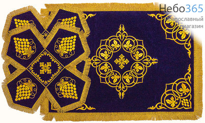  Покровцы фиолетовые с золотом и воздух, бархат, вышивка, 13 х 13 см, фото 1 