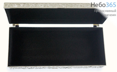  Шкатулка металлическая для хранения святынь, из сплава, с посеребрением, прямоугольная, на ножках, 9,5 х 22,5 см, фото 2 