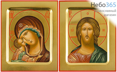  Венчальная пара: Господь Вседержитель, Божией Матери икона Игоревская. Иконы писаные 13х16х2, золотой фон, с ковчегом, фото 1 