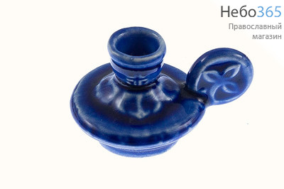  Подсвечник керамический "Кроха", с цветной глазурью, (в уп. - 5 шт.)РРР цвет: синий, фото 1 