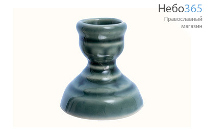  Подсвечник керамический "Ромашка" с цветной глазурью, в ассортименте (в уп. - 5 шт.) цвет: серо - синий, фото 1 