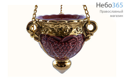  Лампада подвесная керамическая "Гроздь", эмаль, золото, с цепями бордовый, фото 1 