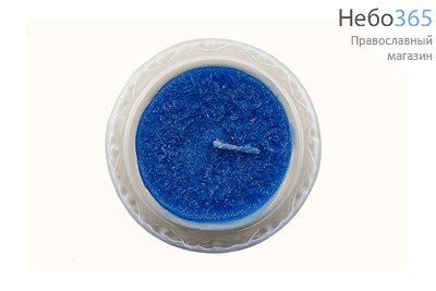  Подсвечник настольный керамический "Ромашка", с парафиновой заливкой, с белой глазурью, высотой 3,5 см цвет парафина: синий, фото 1 