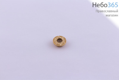  Мощевик металлический из латуни, круглый, с гравировкой Вифлеемская звезда, с внешним диаметром 25 мм, 052, фото 1 