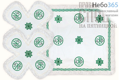  Покровцы белые с зеленым и воздух, шелк греческий, вышивка, 12 х 12 с, фото 1 
