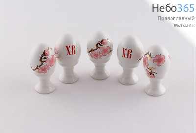  Яйцо пасхальное керамическое малое, цельное, с белой глазурью, с деколями Весна, Золотая ветка, Розы , ЯММОБОВЕ., фото 1 