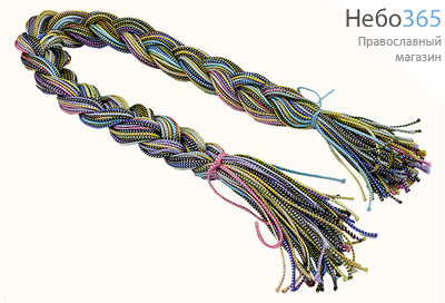  Гайтан хлопчатобумажный с люрексом, длиной 70 см, диаметром 2 мм, "Коса" (цена за косу из 100 шт), фото 1 