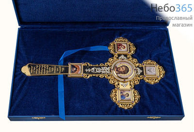  Крест напрестольный латунный № 7, с позолотой, с финифтью, в коробке, 2.7.1562лп (6049614), фото 3 