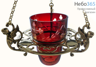  Лампада подвесная бронзовая Диск, со стаканом, высотой 8 см, фото 1 