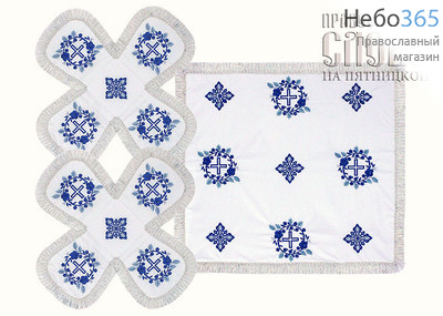  Покровцы белые с голубым и воздух, шелк греческий, вышивка, 12 х 12 см, фото 1 