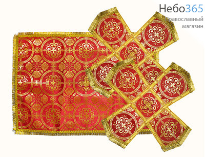  Покровцы красные с золотом и воздух, шелк в ассортименте, греческий галун, 12 х 12 см, фото 1 