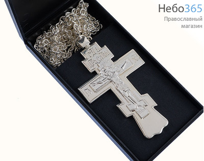  Крест наперсный иерейский. Латунь, мельхиор, серебрение, с цепью, в пластиковом футляре, 3380014., фото 2 
