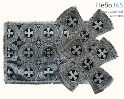  Покровцы черные с серебром и воздух, шелк в ассортименте, греческий галун 12 х 12 см, фото 1 