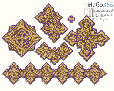  Набор крестов иерейских фиолетовые с золотом "Плетенка", фото 1 