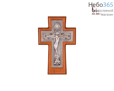  Крест деревянный 17122, с вклейкой из гальваники, с посеребрением, с витейкой, фото 1 