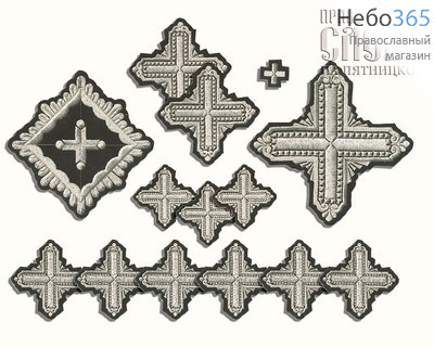  Набор крестов иерейских черные с серебром "Квадрат", фото 1 