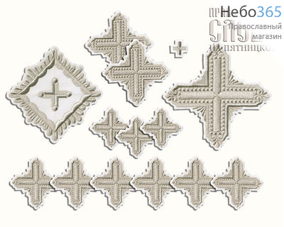  Набор крестов иерейских белые с серебром "Квадрат", фото 1 