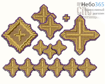  Набор крестов иерейских фиолетовые с золотом "Квадрат", фото 1 