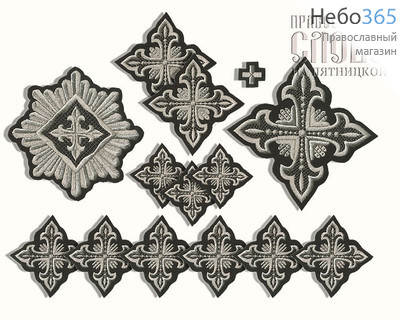  Набор крестов иерейских черные с серебром "Сеточка", фото 1 