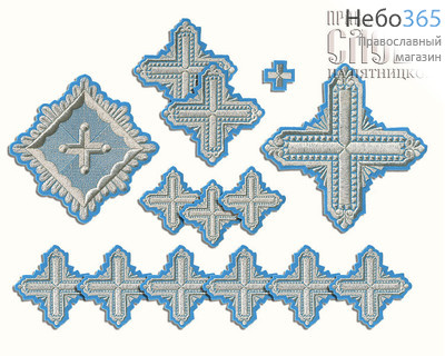  Набор крестов иерейских голубые с серебром "Квадрат", фото 1 
