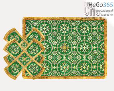  Покровцы зеленые с золотом и воздух, парча в ассортименте, 14 х 14 см, фото 1 
