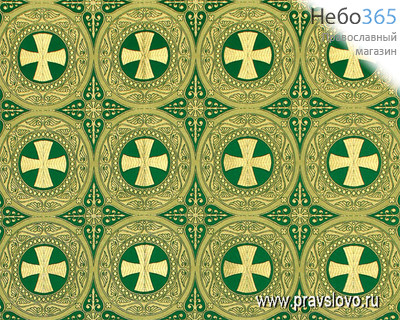  Шелк зеленый с золотом "Георгиевский Крест" ширина 150 см, фото 1 