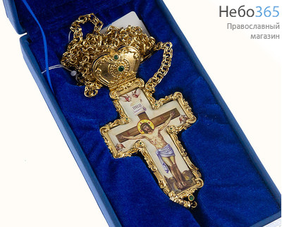  Крест наперсный протоиерейский №64, латунный, с позолотой, с принтом, с цепью, 2.10.0325лп-2/1лп, 2.7.0201лп, фото 2 