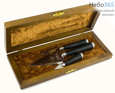  Копие НАБОР из 3 копий - большого С ГРАВИРОВКОЙ, среднего, малого, ручки - деревянные, чёрные, металлическая фурнитура, в деревянной коробке, фото 2 