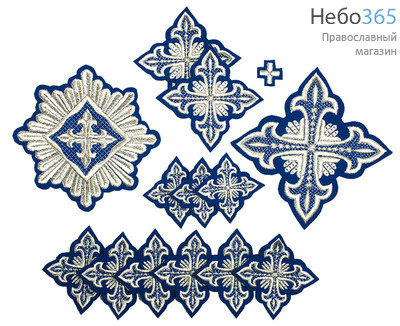  Набор крестов иерейских синие с серебром "Сеточка", фото 1 