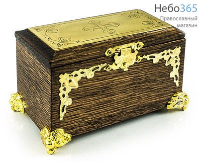  Ящик крестильный деревянный, с боковыми накладками: 2 флакона, 2 стрючца, губка, складные ножницы, 6,5 х 11,5 х 8,5 см, фото 2 