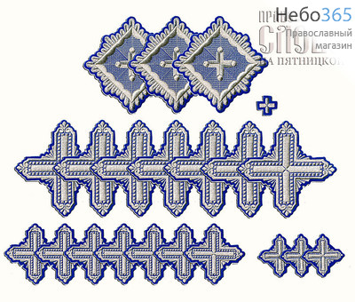  Набор крестов архиерейских синий с серебром "Квадрат", фото 1 