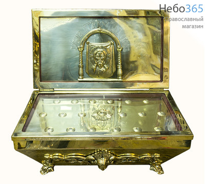 Мощевик - ковчег латунный в форме ларца, с элементами литья, на 19 мест, фото 1 