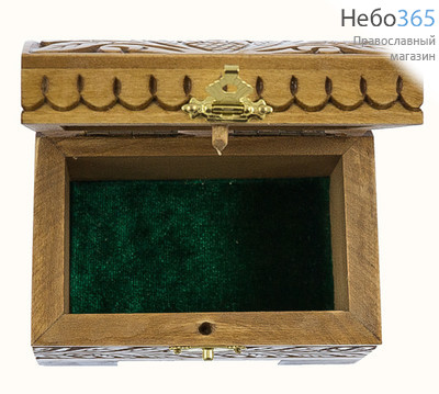  Шкатулка деревянная для хранения святынь, Сундучок, из липы, резная, 6,5 х 9 х 6 см, абрамцево-кудринская резьба, фото 2 