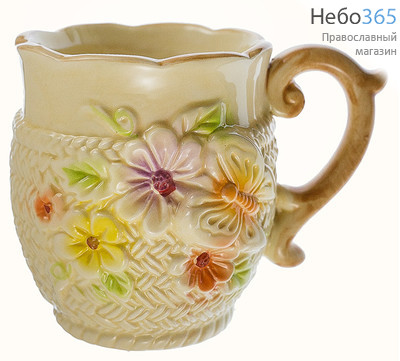  Чашка керамическая бокал, с имитацией вязаной оплетки, высотой 9,5 см, объемом 320 мл, 36397, фото 1 