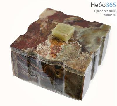  Шкатулка каменная из оникса, квадратная, 4 (10 х 10 х 7) см, 750 г, 1210943, фото 1 