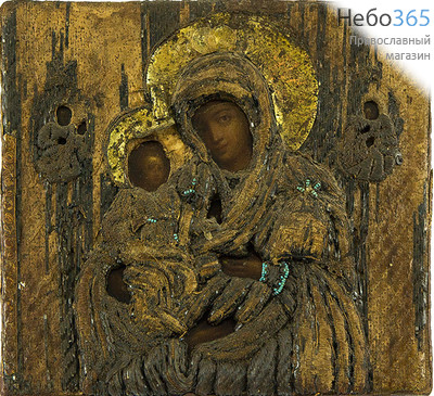  Троеручица икона Божией Матери. Икона писаная 14х13, шитый оклад, бисер, фото 1 
