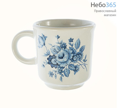  Чашка керамическая для святой воды, малая, с белой глазурью и деколью "Весна, Василек, Фиалка", 7647, 2731, фото 1 