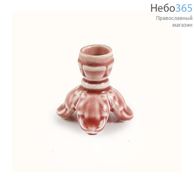  Подсвечник керамический Тюльпан средний, с цветной глазурью цвет: розовый, фото 1 