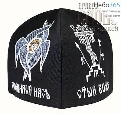  Скуфья схимническая, размер 57, белая с голубым вышивка, полушерсть, фото 1 