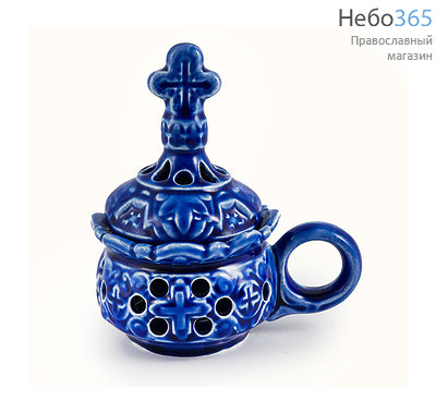  Кадильница керамическая "Царская" с цветной глазурью цвет: синий, фото 1 