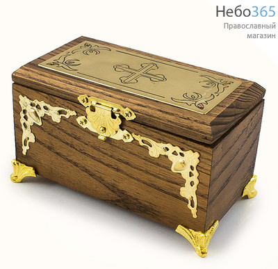  Ящик крестильный деревянный, с металл. накладками: 2 металл. флакона, 2 стрючца, губка, складные ножницы, 315-10, фото 4 