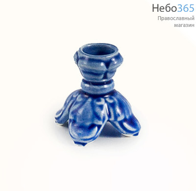  Подсвечник керамический Тюльпан малый, с цветной глазурью цвет: синий, фото 1 