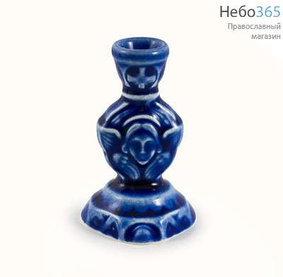  Подсвечник керамический "Серафим пламенный " с цветной глазурью (в уп. - 5 шт.) цвет: синий, фото 1 