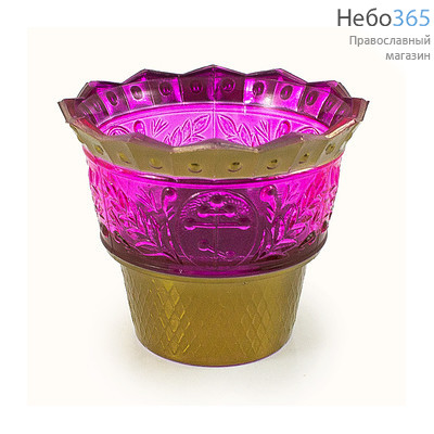  Лампада настольная стеклянная "Ника" , из окрашенного стекла,с золотым покрытием, разных цветов, в ассортименте, высотой 7 см. цвет: розовый, фото 1 