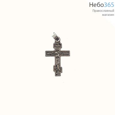  Крест нательный металлический высотой 2,6 см, цвет под серебро, с подвижным колечком, 8-конечный, прямой, фото 1 