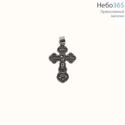  Крест нательный металлический высотой 2,6 см, цвет под серебро, с подвижным колечком, в форме Трилистник, фото 1 