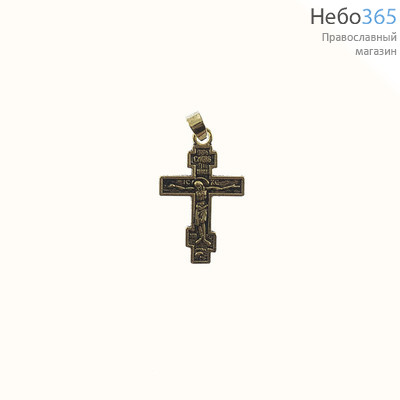  Крест нательный металлический высотой 3 см, цвет под бронзу, с подвижным колечком, 8-конечный, прямой, фото 1 