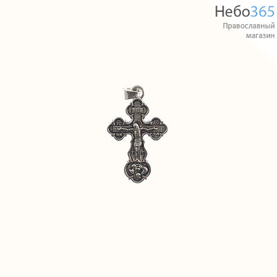  Крест нательный металлический высотой 3 см, цвет под серебро, с подвижным колечком, в форме Трилистник, фото 1 